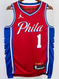 22-23 76ERS HARDEN #1 Red Top Quality Hot Pressing NBA Jersey (Trapeze Edition) 飞人版