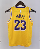 2023 LAKERS JAMES #23 Yellow Top Quality Hot Pressing Kids NBA Jersey