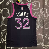 Timberwolves TOWNS #32 Purple Black Top Quality Hot Pressing NBA Jersey