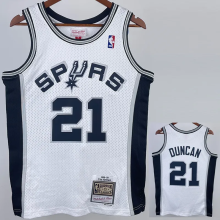 1998-99 SA Spurs DUNCAN #21 White Retro Top Quality Hot Pressing NBA Jersey