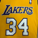 2000 LAKERS O‘NEAL #34 Yellow Retro Top Quality Hot Pressing NBA Jersey