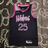 Timberwolves ROSE #25 Purple Black Top Quality Hot Pressing NBA Jersey