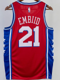 22-23 76ERS EMBIID #21 Red Top Quality Hot Pressing NBA Jersey (Trapeze Edition) 飞人版