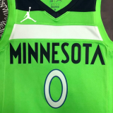 Timberwolves RUSSELL #0 Fluorescent Green Top Quality Hot Pressing NBA Jersey