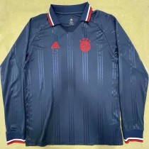 Bayern Blue Long Sleeve Retro Soccer Jersey