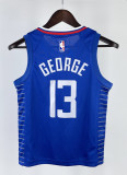2023 Clippers GEORGE #13 Blue Top Quality Hot Pressing Kids NBA Jersey