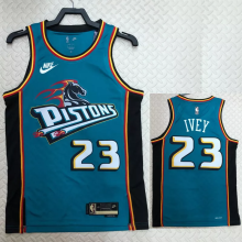 22-23 Pistons IVEY #23 Light blue Top Quality Hot Pressing NBA Jersey (Retro Logo)