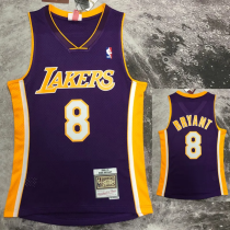 2001 LAKERS BRYANT #8 Purple Retro Top Quality Hot Pressing NBA Jersey