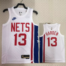 22-23 Nets HARDEN #13 White Top Quality Hot Pressing NBA Jersey (Retro Logo)