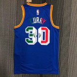 Warriors CURRY #30 'Mexico' Blue 75th Anniversary Retro Top Quality Hot Pressing NBA Jersey