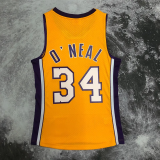 2000 LAKERS O‘NEAL #34 Yellow Retro Top Quality Hot Pressing NBA Jersey