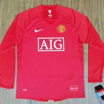 2007-2008 Man Utd Home Long sleeve Retro soccer jersey