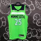 Timberwolves ROSE #25 Fluorescent Green Top Quality Hot Pressing NBA Jersey