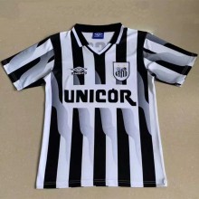 1998-1999 Santos FC Away White and Black Retro Soccer Jersey