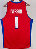 2008-09 Pistons IVERSON #1 Red Retro Top Quality Hot Pressing NBA Jersey