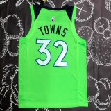Timberwolves TOWNS #32 Fluorescent Green Top Quality Hot Pressing NBA Jersey