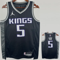 22-23 Kings FOX #5 Black Top Quality Hot Pressing NBA Jersey (Trapeze Edition)