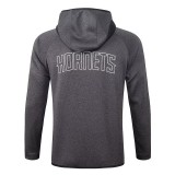 2020 NBA Charlotte Hornets Grey Full Zip hoodie Tracksuit