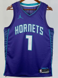 22-23 HORNETS BALL #1 Blue Top Quality Hot Pressing NBA Jersey (Trapeze Edition) 飞人版