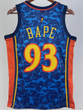 2023 WARRIORS & BAPE #93 Blue Top Quality Hot Pressing NBA Jersey