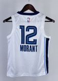 2023 GRIZZLIES MORANT #12 White Top Quality Hot Pressing Kids NBA Jersey