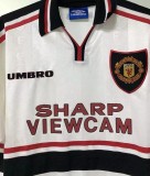 1999 Manchester United White Retro Soccer Jersey