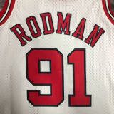 1998 BULLS RODMAN #91 White Retro Top Quality Hot Pressing NBA Jersey