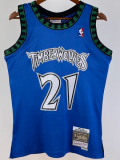 2003-04 Timberwolves GARNETT #21 Blue Retro Top Quality Hot Pressing NBA Jersey