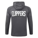 2020 NBA Los Angeles Clippers Grey Full Zip hoodie Tracksuit