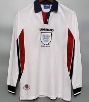 1998 England Home Retro Long Sleeve Soccer Jersey