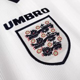 1996 England Home Retro Long Sleeve Soccer Jersey