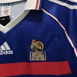1998 France Home Long Sleeve Retro Soccer Jersey(带决赛字)