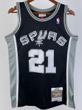 1998-99 SA Spurs DUNCAN #21 Black Retro Top Quality Hot Pressing NBA Jersey
