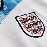 1990 England Blue White Red Retro Soccer Jersey