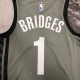 NETS BRIDGES #1 Grey Top Quality Hot Pressing NBA Jersey (Trapeze Edition)
