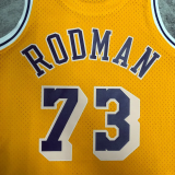 1999 LAKERS RODMAN #73 Yellow Retro Top Quality Hot Pressing NBA Jersey