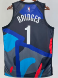 23-24 NETS BRIDGES #1 Blue Black City Edition Top Quality Hot Pressing NBA Jersey
