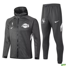 2020 NBA Los Angeles Lakers Grey Full Zip hoodie Tracksuit