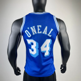 1996-97 LAKERS O'NEAL #34 Blue Retro Top Quality Hot Pressing NBA Jersey(圆领）