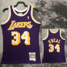 1996-97 LAKERS O'NEAL #34 Purple Retro Top Quality Hot Pressing NBA Jersey(圆领）