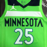 Timberwolves ROSE #25 Fluorescent Green Top Quality Hot Pressing NBA Jersey