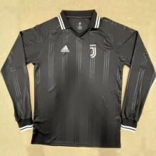 JUV Black Long Sleeve Retro Soccer Jersey