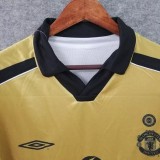 2001 Man Utd Golden Retro Soccer Jersey