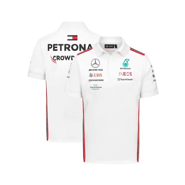 2023 F1 Mercedes White New Pattern Short Sleeve Racing Suit