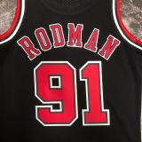 1998 BULLS RODMAN #91 Black Retro Top Quality Hot Pressing NBA Jersey