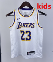 2023 LAKERS JAMES #23 White Top Quality Hot Pressing Kids NBA Jersey