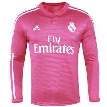 2014-2015 RMA Away Pink Long Sleeve Retro Soccer Jersey