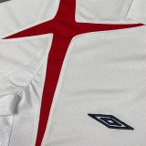 2006 England Home White Retro Soccer Jersey
