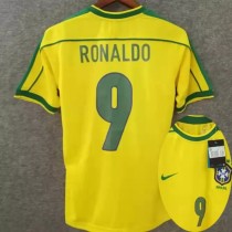 1998 Ronaldo # 9 Brazil Home Retro Soccer Jersey