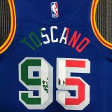 Warriors TOSCANO #95 'Mexico' Blue 75th Anniversary Retro Top Quality Hot Pressing NBA Jersey